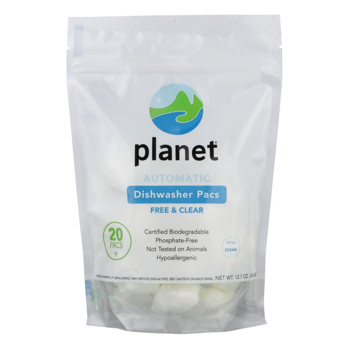 Planet Dishwasher Pacs Free & Clear - Case of 12 - 20ct