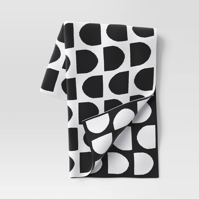 Reversible Knit Geo Throw Blanket Black - Threshold