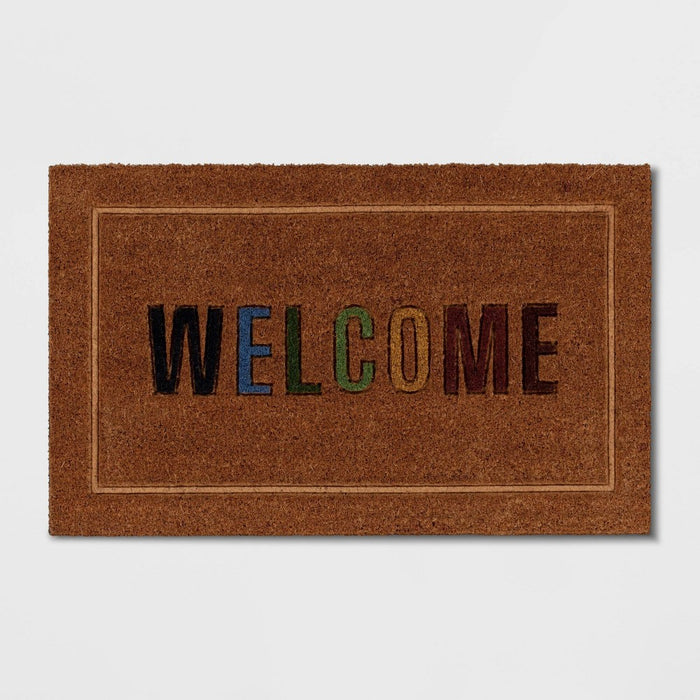 1'6"x2'6" 'Welcome' Coir Doormat Multi/Natural - Threshold