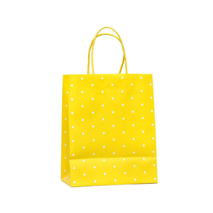 Medium Dotted Gift Bag White/Yellow - Spritz: Easter Celebration, Polka Dot Pattern, Multicolor Paper Bag