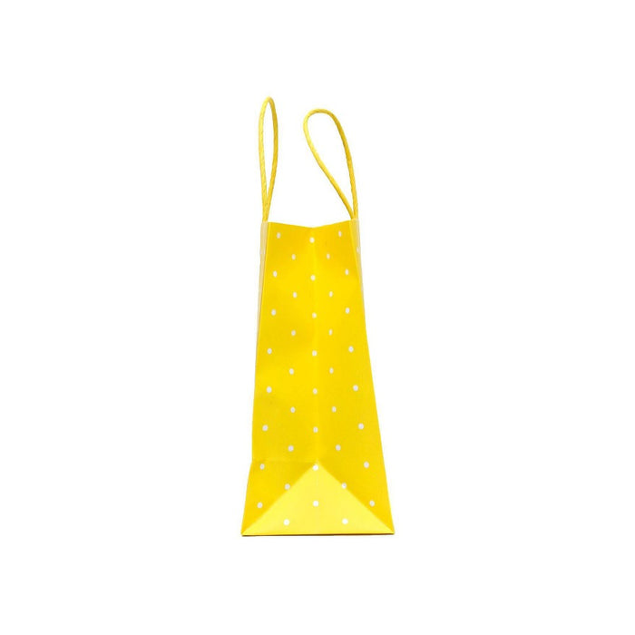 Medium Dotted Gift Bag White/Yellow - Spritz: Easter Celebration, Polka Dot Pattern, Multicolor Paper Bag