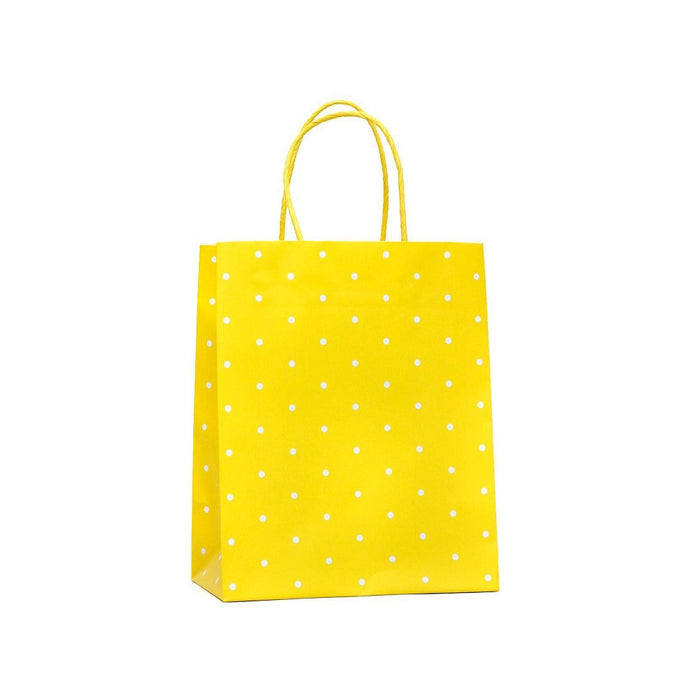 Medium Dotted Gift Bag White/Yellow - Spritz: Easter Celebration, Polka Dot Pattern, Multicolor Paper Bag