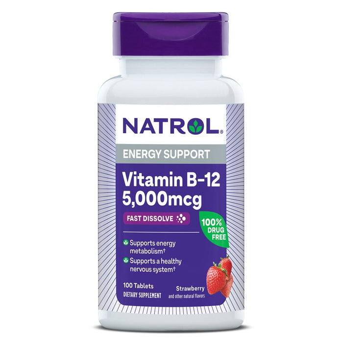 Natrol Vitamin B-12 Maximum Strength Fast Dissolve Energy Support Tablets - Strawberry - 100ct