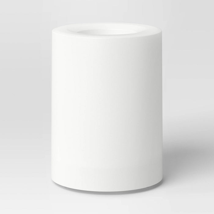 4"x3" AA Plastic LED Small Flameless Pillar Candle with Timer White - Threshold: Safe Indoor/Outdoor Decor, 2 AA Battery Operated