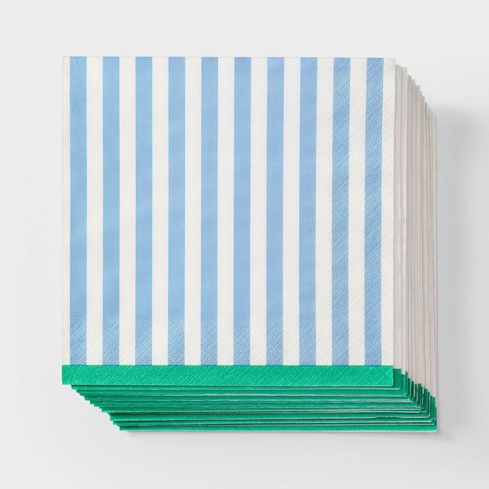 30ct Striped Lunch Napkins - Spritz