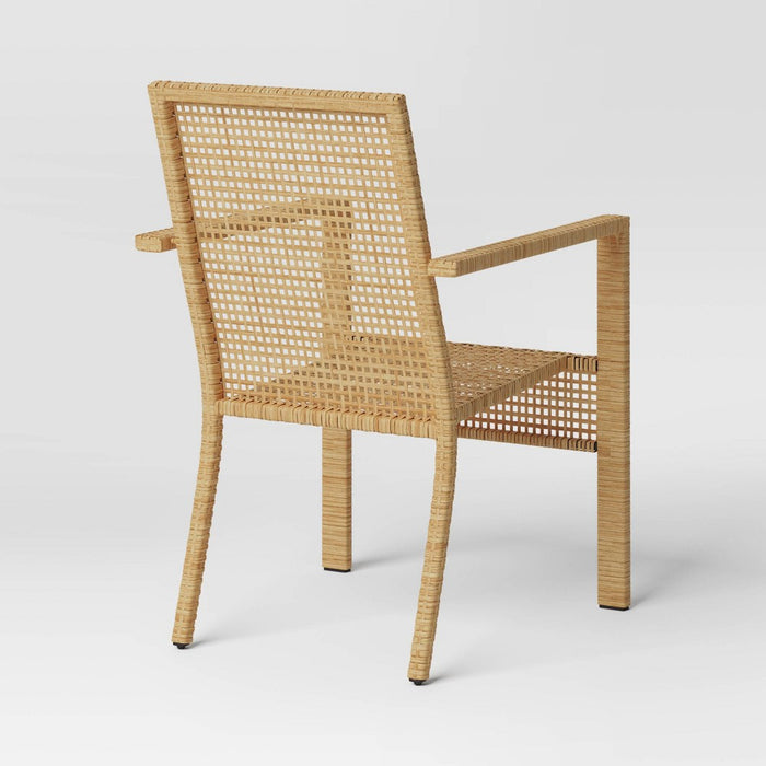 Stacking Steel Outdoor Patio Chairs, Arm Chairs Brown - Threshold: Rust-Resistant, No Assembly Required (LOCAL PICKUP ONLY)