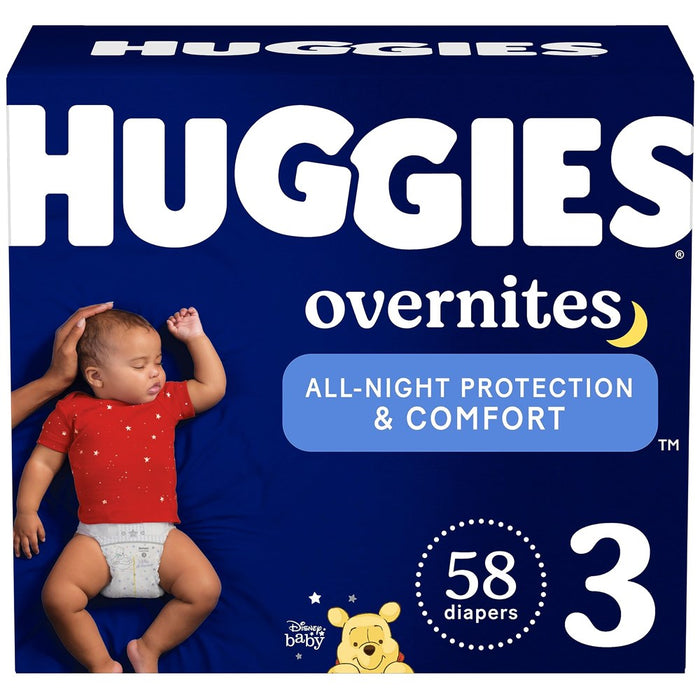 Huggies Size 3 Overnites Baby Diapers: Overnight Diapers, Size 3 (16-28 Lbs), 58 Ct