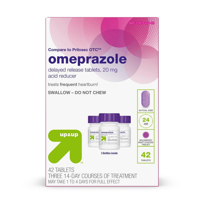 Omeprazole 20mg Acid Reducer Delayed Release Tablets - Wildberry Mint Flavor - 42ct - up&up