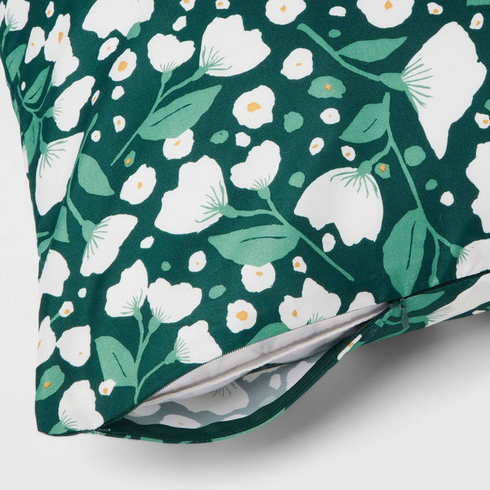2pk Body Pillow Cover Dark Green Floral/Mint Green - Room Essentials