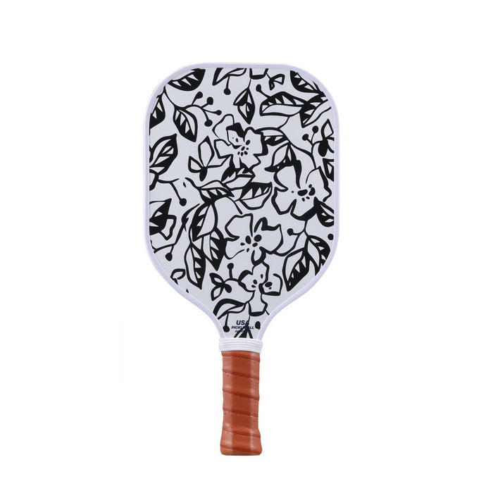 Double Sided Pickleball Paddle - Black Floral/Polka Dots
