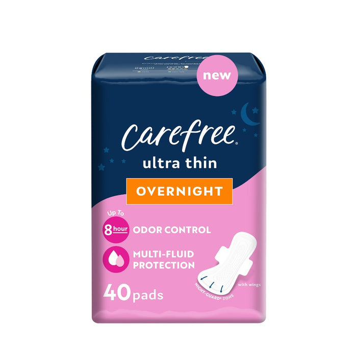 Carefree Ultra Thin Overnight Pads with Wings -40ct
