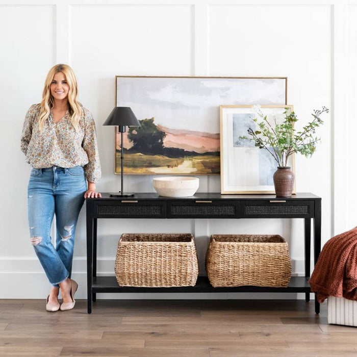 East Bluff Woven Drawer Console Table Black - Threshold designed with Studio McGee: Modern Storage, Metal Hardware (LOCAL PICKUP ONLY)
