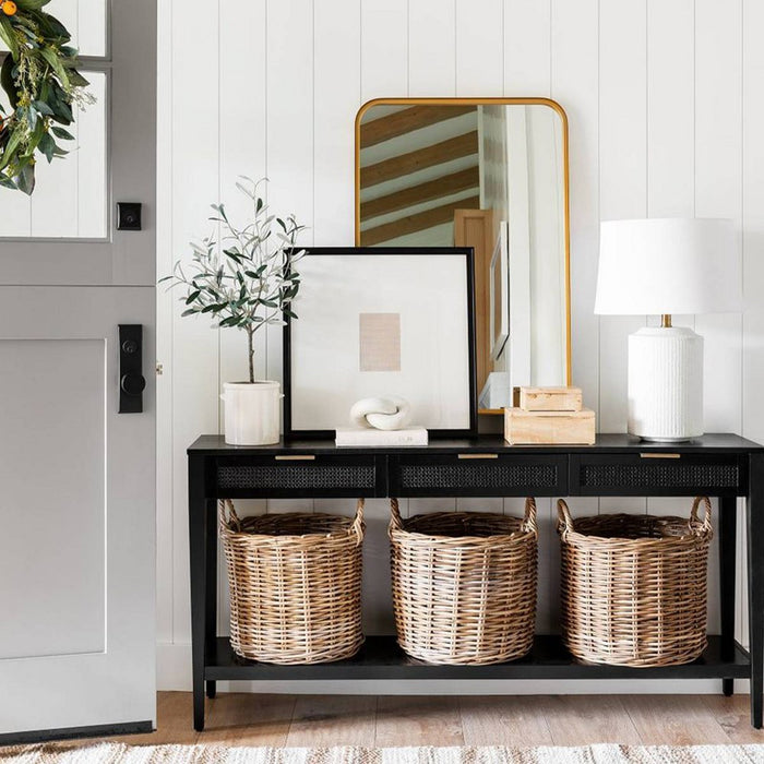 East Bluff Woven Drawer Console Table Black - Threshold designed with Studio McGee: Modern Storage, Metal Hardware (LOCAL PICKUP ONLY)