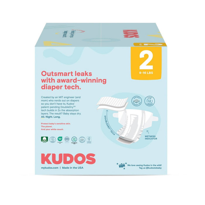 Kudos Chlorine Free Cotton-Lined Disposable Diapers - Size 2 - 72ct