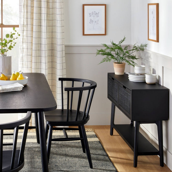 Wood & Cane Console Table with Pull Down Drawers Black - Hearth & Hand with Magnolia (LOCAL PICKUP ONLY)