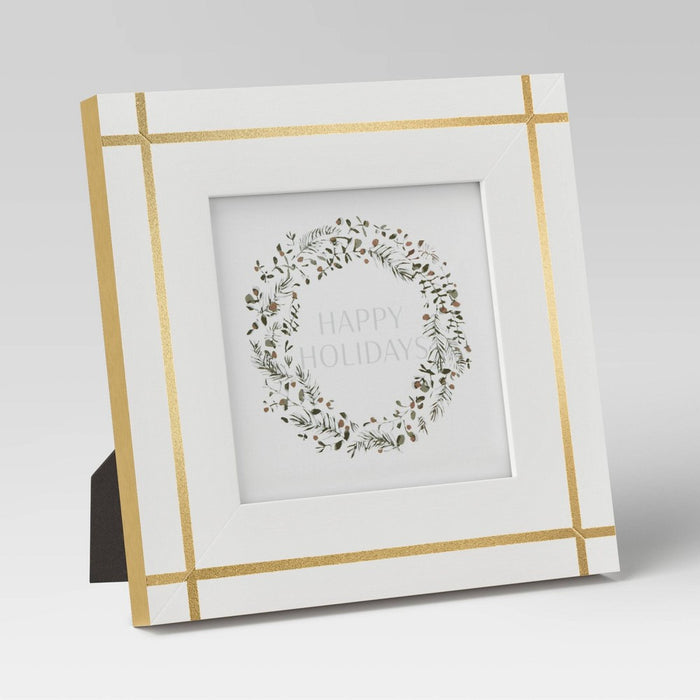 4" x 4" Cross Corners Table Top Image Frame White - Threshold