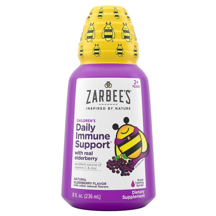 Zarbee's Kid's Daily Immune Support Syrup with Elderberry, Vitamin C & Zinc - Natural Elderberry - 8oz