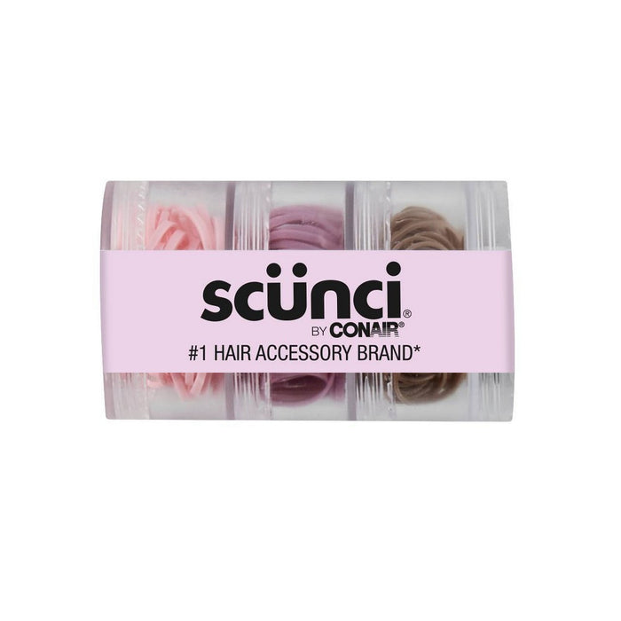scunci Polyband Elastic Hair Ties - Pink/Mauve/Brown - 180pk
