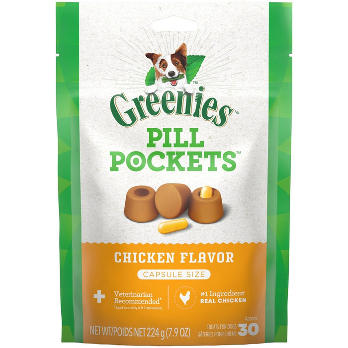 Greenies Chewy Dog Treats Pill Pockets Chicken Capsule Size - 7.9oz/30ct