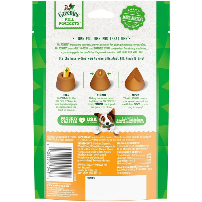 Greenies Chewy Dog Treats Pill Pockets Chicken Capsule Size - 7.9oz/30ct