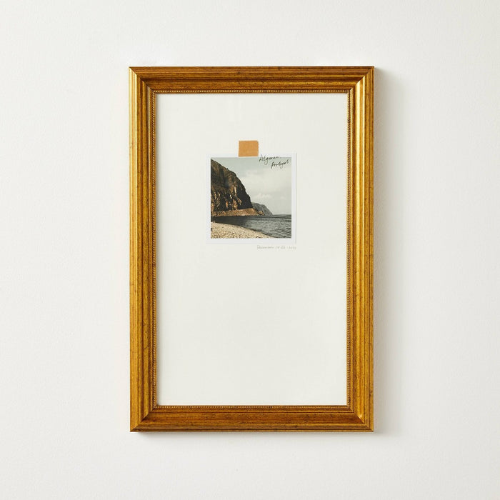 12"x18" Travel Photo Gold Framed Wall Art - Threshold designed with Studio McGee: Vertical Blockprint Artwork
