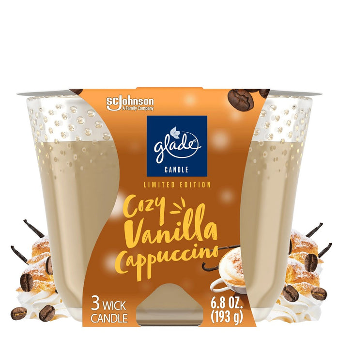 3-Wick Glade Large Candle - Cozy Vanilla Cappuccino - 6.8oz