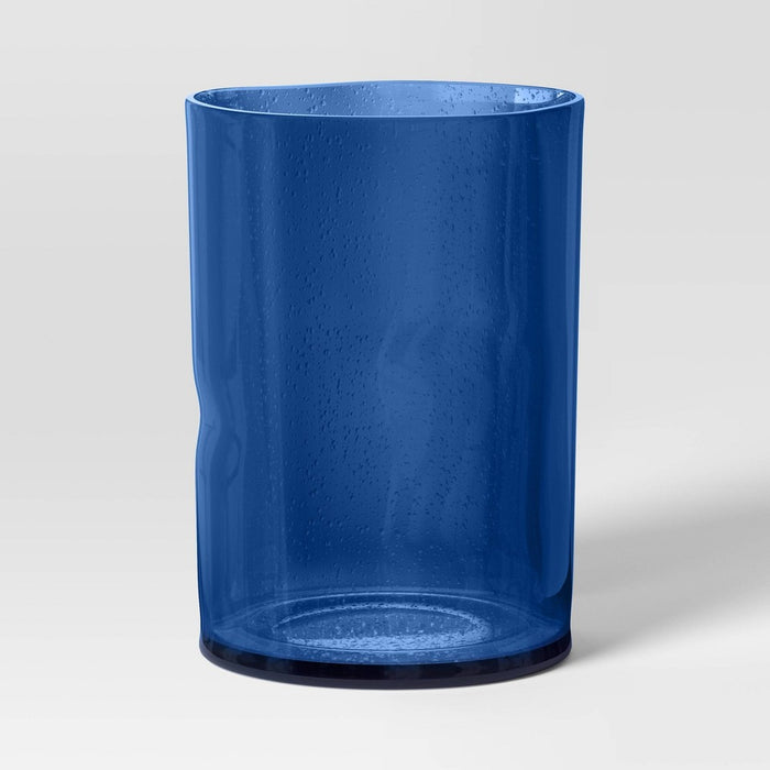 Medium Glass Hurricane Pillar Candle Holder Blue - Threshold: Modern Tabletop Decor, 7.91" Height