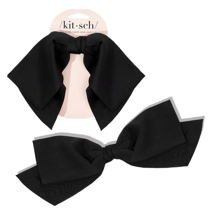 Kitsch Recycled Fabric Bow Hair Clip - Black