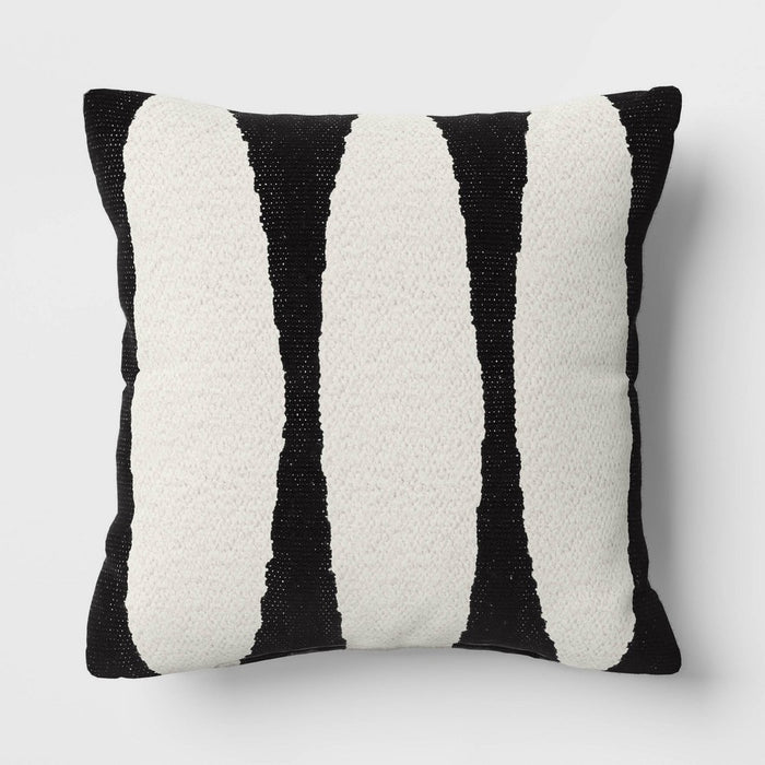 Cotton Woven Modern Square Throw Pillow Black - Threshold: Geometric Design, Indoor Decorative Accent, Knife Edge, Polyester Fill