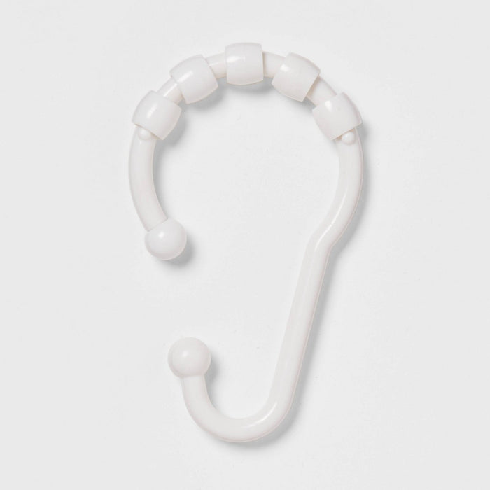 Plastic V Glide Hooks White - Room Essentials: ABS Material, 12-Pack, Glossy Finish, Shower Liner Rings