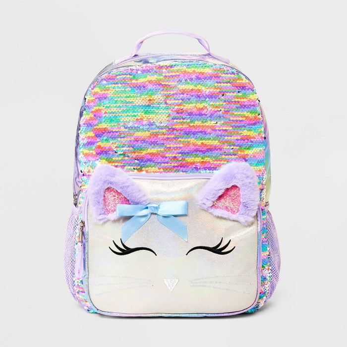 Kids' 16 Flip Sequin Cat Backpack - Cat & Jack Purple"