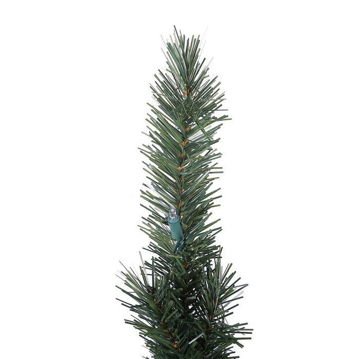 LuxenHome Set of 2 3.9' Pre-Lit LED Artificial Pine Christmas Tree with Urn Pot Green