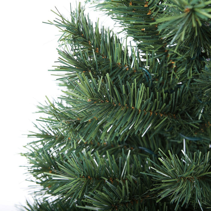 LuxenHome Set of 2 3.9' Pre-Lit LED Artificial Pine Christmas Tree with Urn Pot Green