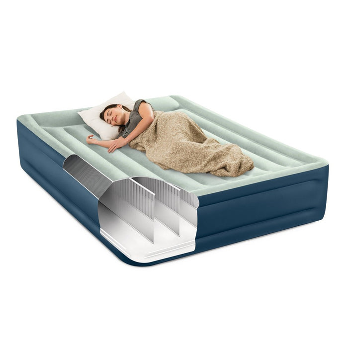 Intex Elevated 18" Pillow Rest Queen Air Mattress with Internal Pump - Off-White/Blue (LOCAL PICKUP ONLY)
