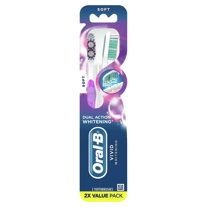 Oral-B 3D White Vivid Manual Toothbrushes, Soft Bristles - 2ct