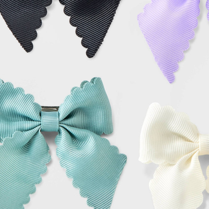 Girls' 4pk Scalloped Hair Bow Set - Cat & Jack