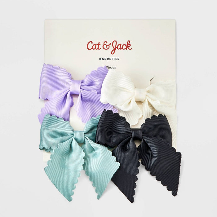 Girls' 4pk Scalloped Hair Bow Set - Cat & Jack