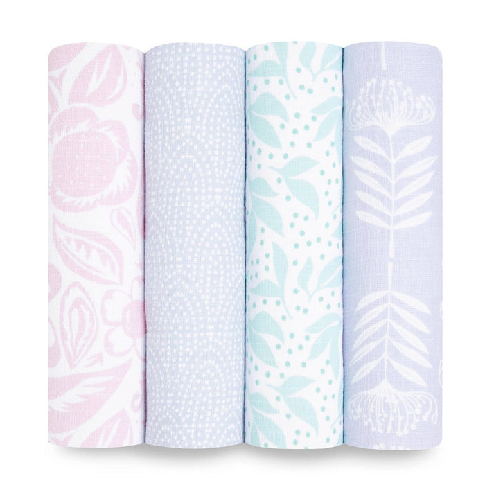 aden + anais essentials Swaddle Blankets - Damsel - Savoy - 4pk