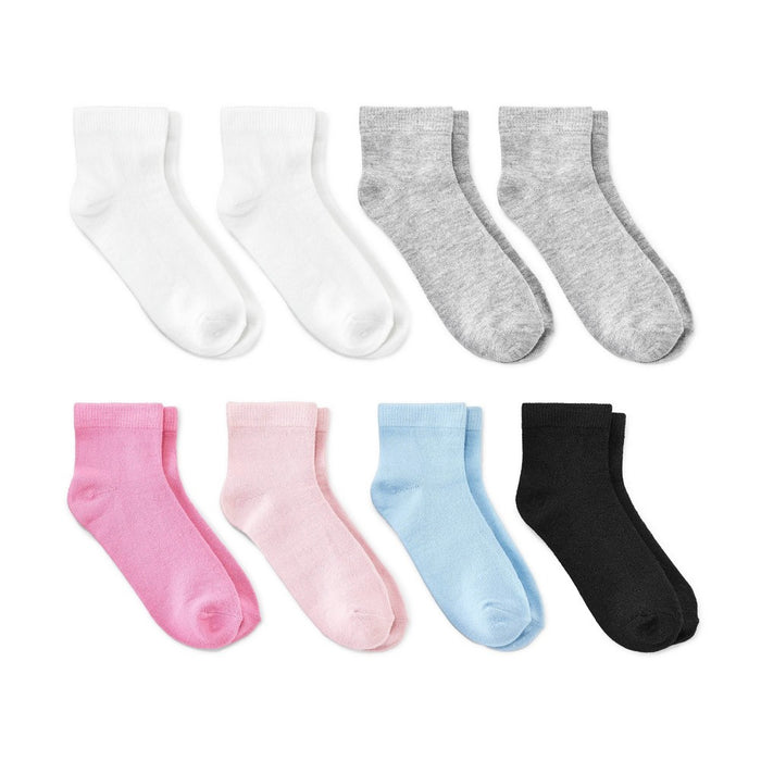 Kids' 8pk Ankle Length Socks - Dealworthy Pink/Blue/White XS/S