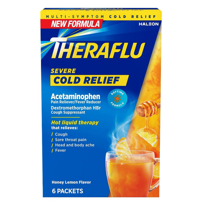 Theraflu Multi-Symptom Severe Cold Relief Powder - Acetaminophen - Honey Lemon - 6ct