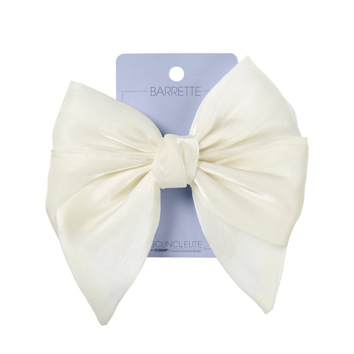 scunci Elite Bow Barrette - Ivory