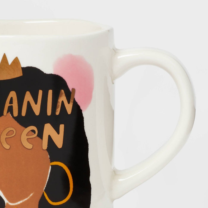 16oz Stoneware Melanin Queen Mug White - Opalhouse