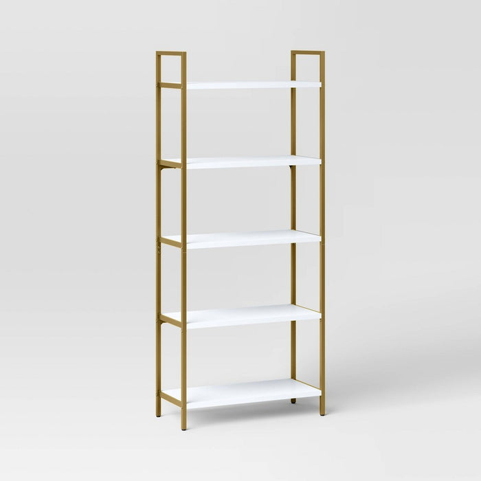72" Loring 5 Shelf Ladder Bookshelf White - Threshold: Metal Frame, Fixed Shelves (LOCAL PICKUP ONLY)