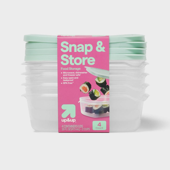 Snap & Store Food Storage Containers - 16 fl oz/4ct - up&up