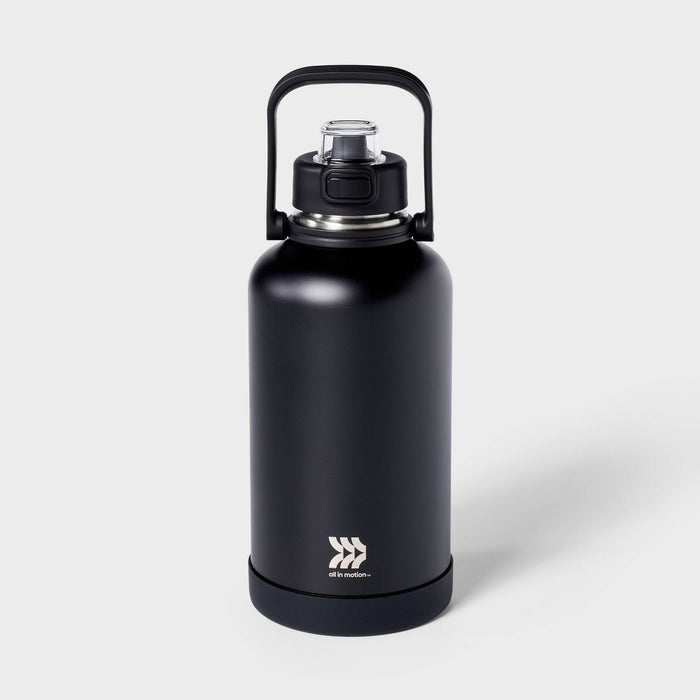 64oz Stainless Steel Vacuum Insulated Water Bottle Black - All In Motion