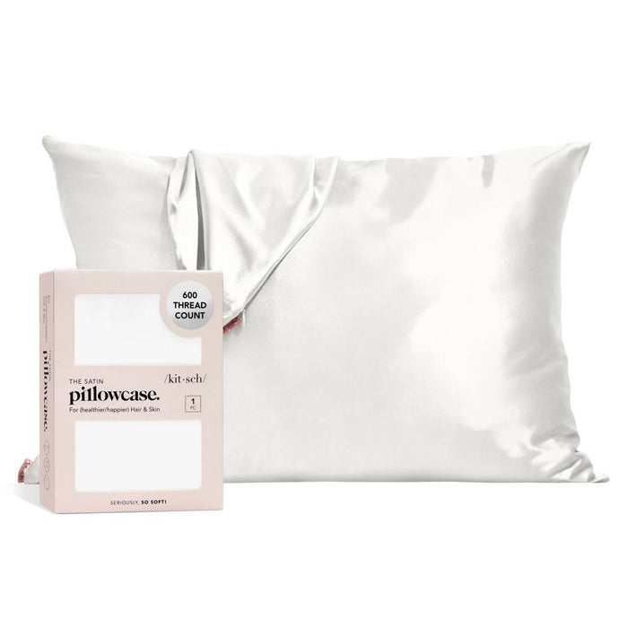 Kitsch Queen Size Thread Count "600" Satin Standard Pillowcase - Ivory