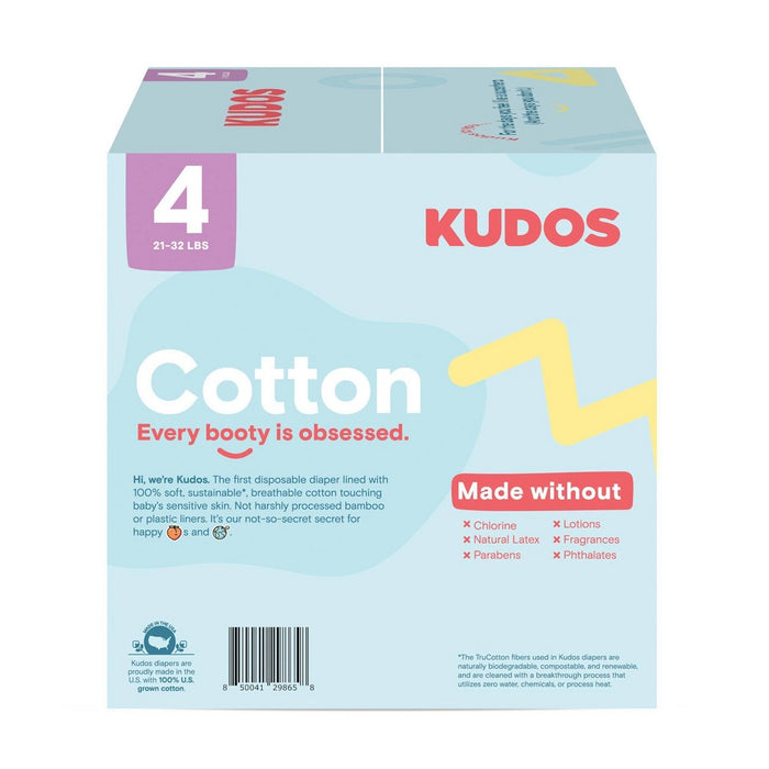 Kudos Chlorine Free Cotton-Lined Disposable Diapers - Size 4 - 54ct