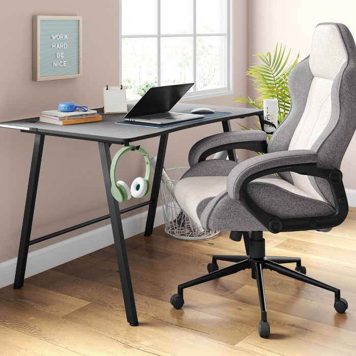 Swivel Gaming Chair Gray - Room Essentials: Upholstered Computer Desk Chair, Adjustable, Fixed Arms (LOCAL PICKUP ONLY)