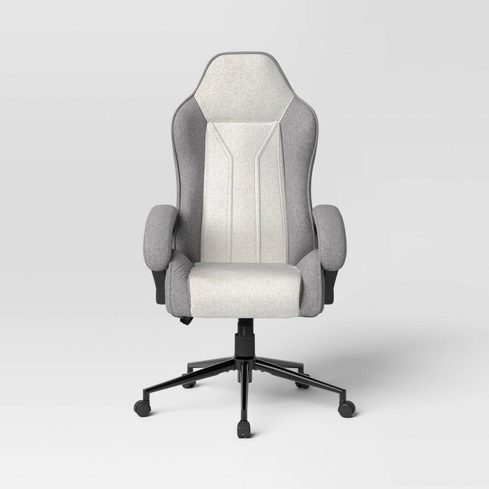Swivel Gaming Chair Gray - Room Essentials: Upholstered Computer Desk Chair, Adjustable, Fixed Arms (LOCAL PICKUP ONLY)