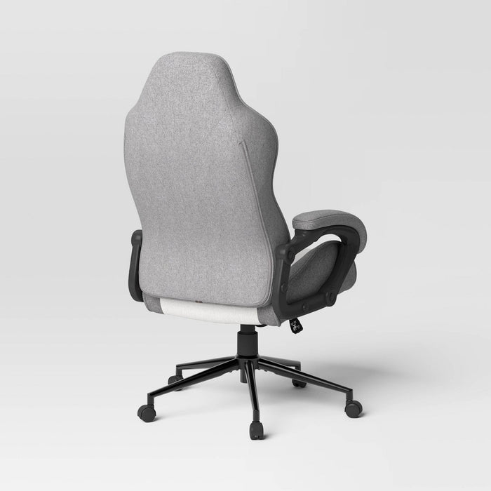Swivel Gaming Chair Gray - Room Essentials: Upholstered Computer Desk Chair, Adjustable, Fixed Arms (LOCAL PICKUP ONLY)